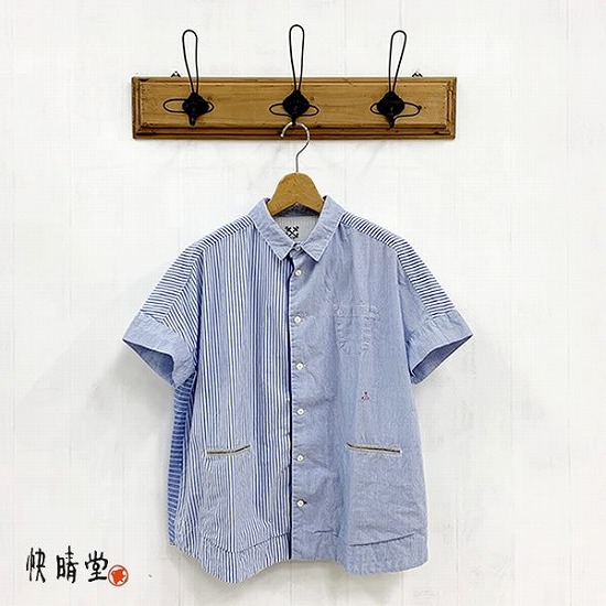快晴堂」〜 ブルーパッチワーク20周年記念企画 フレンチ半袖シャツ